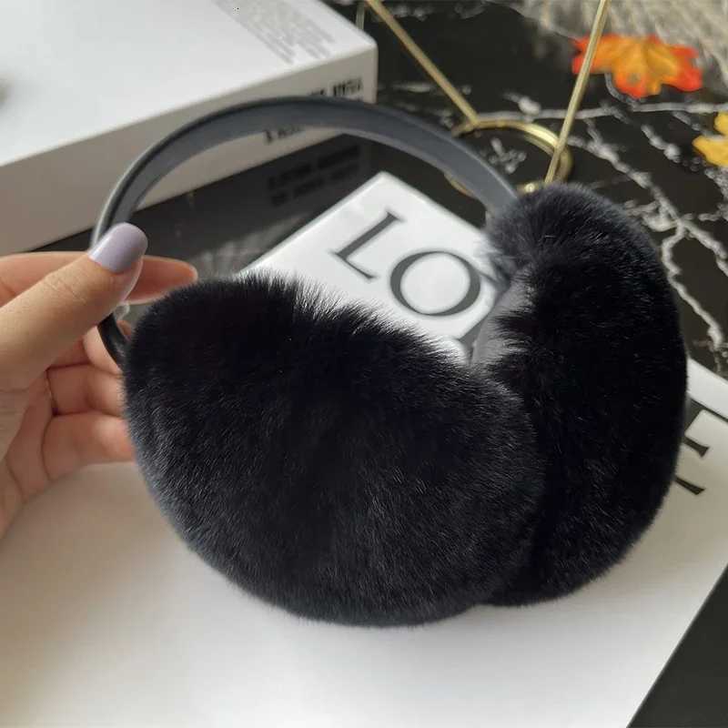 Real Rex Rabbit Fur Earmuffs for Women Winter Headphones Soft Warm Cable Furry Rabbit Fur Ear Covers for Cold Weather XJ250812