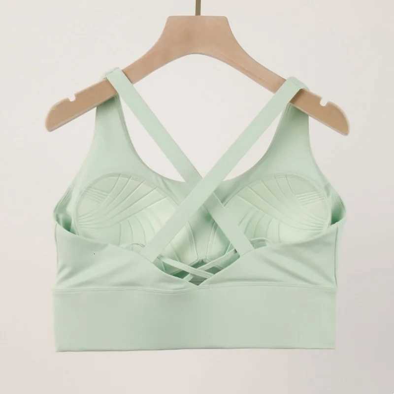 Fixed Chest Cushion Sports Bra for Women High-Strength Shock-Absorbing Gathering Running Bra Fitness Bra Z250812