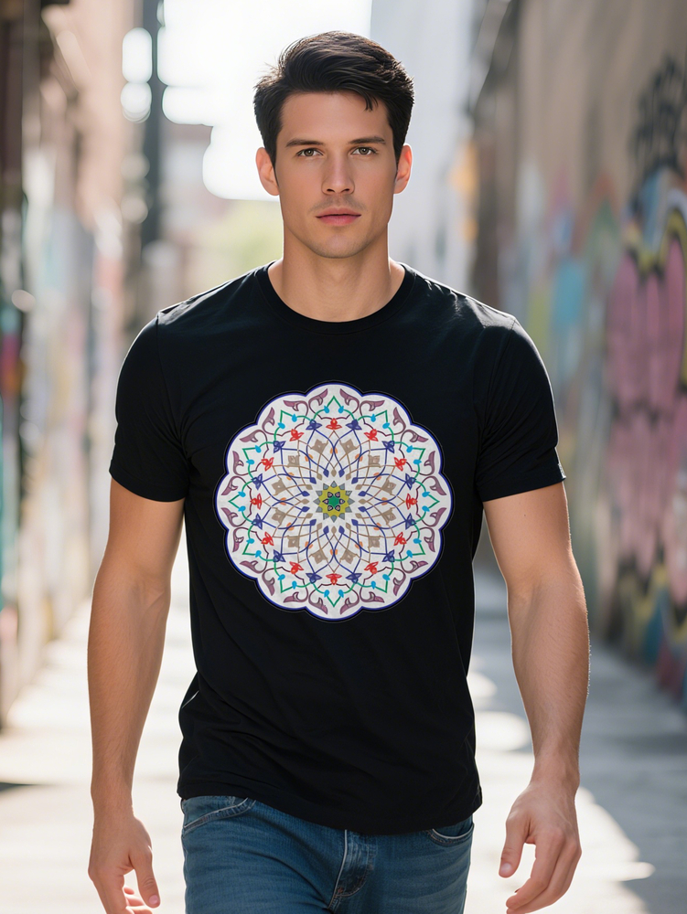 S Crew Neck T-Shirt with D Mandala Print Lightweight Regular Fit Essential Perfect Gift for Men Summer