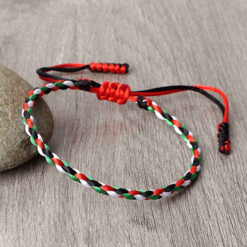 Palestine National Flag Women Men Woven Rope Thread Adjustable Bracelets Country State Jewelry Christmas Patriot Gifts