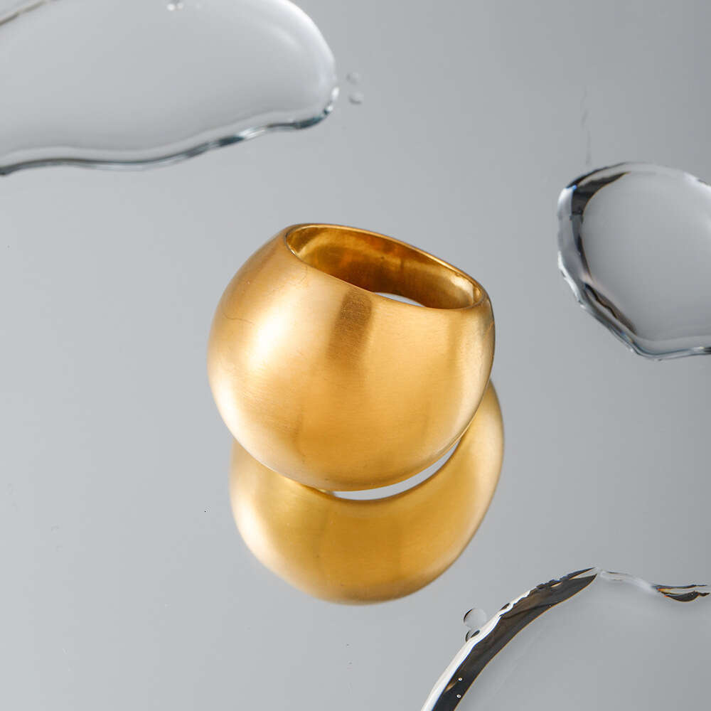 Minimalist Style Ins Trend Texture Jewelry Gold Stainless Steel Chubby Matte Designer Brushed Simple Fer R