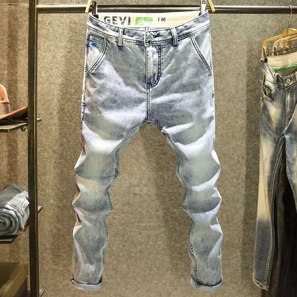 2025 New Trendy Casual Spring and Autumn Denim Jeans for Men Slim Solid Skinny Pants Cargo Mens Luxury Korean Streetwear Pants X250812