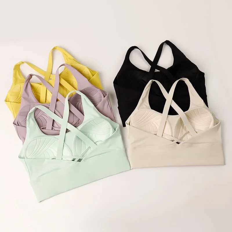 Fixed Chest Cushion Sports Bra for Women High-Strength Shock-Absorbing Gathering Running Bra Fitness Bra Z250812