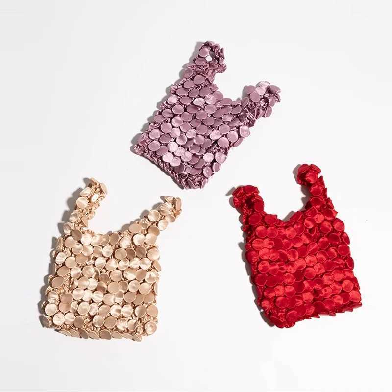 Ruched Bubble Small Tote Bag Telescopic Magic Shopping Bag Folding Portable Shoulder Bags Casual Elegant Large Capacity Handbags Z250812