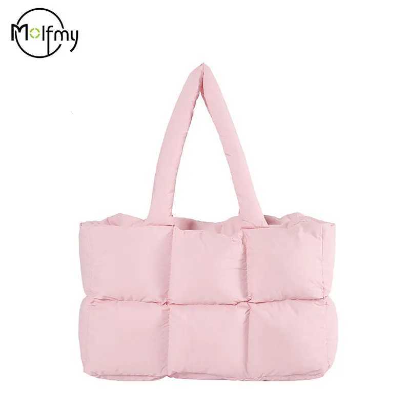 Quilted Plaid Bag Women Tote Handbags Trendy Checkered Waterproof Shoulder Bag Solid Color Winter Soft Large Capacity Bags Z250812