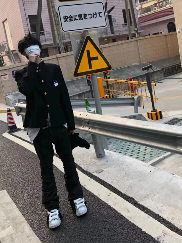 Mauroicardi Spring Autumn Long Fitted Skinny Matte Black Pu Leather Ruched Stacked Pants Men er Clothing Trousers 250812