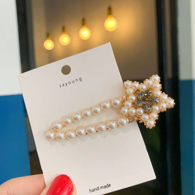 Super Fairy Crystal Full Diamond Heart Baroque Pearl Hair Sweet Princess Style Duckbill Bangs Clip