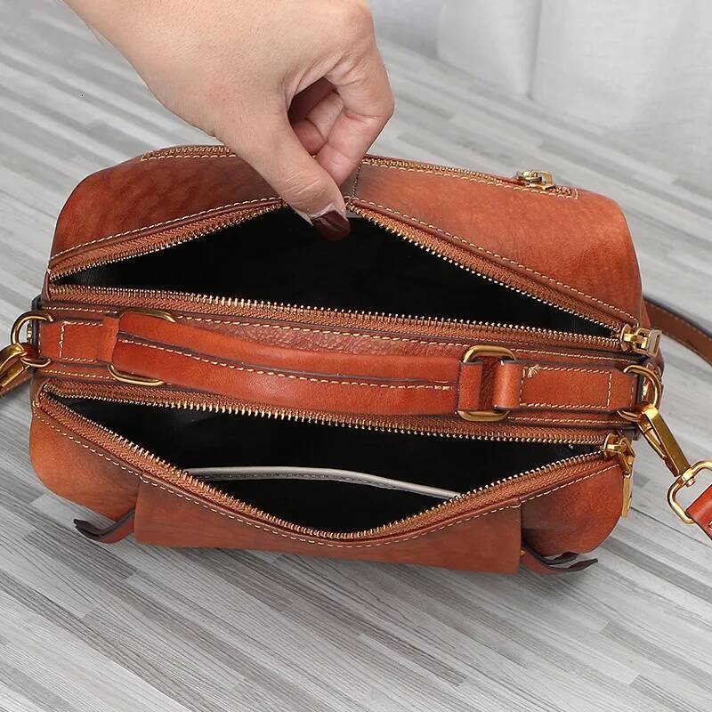 2025 Vintage cowhide leather tote bags lady square top handle high quality designer messenger shoulder crossbody bag ddmymarket