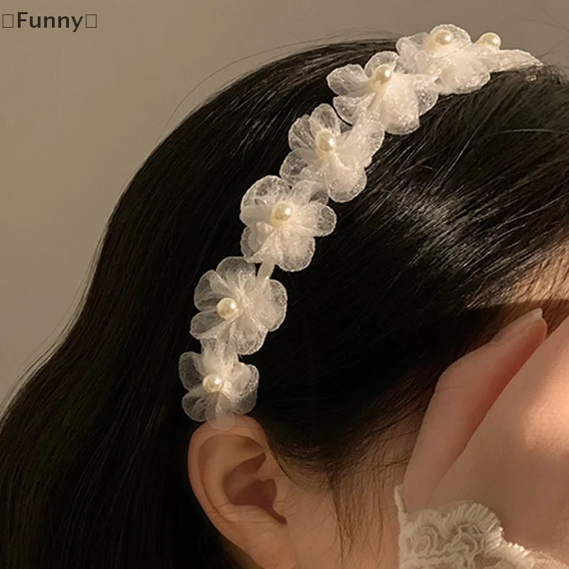 Small Fragrance White Pearl Flower Headband Female Forest Fairy Beauty High-end Headband Hairpin 250805
