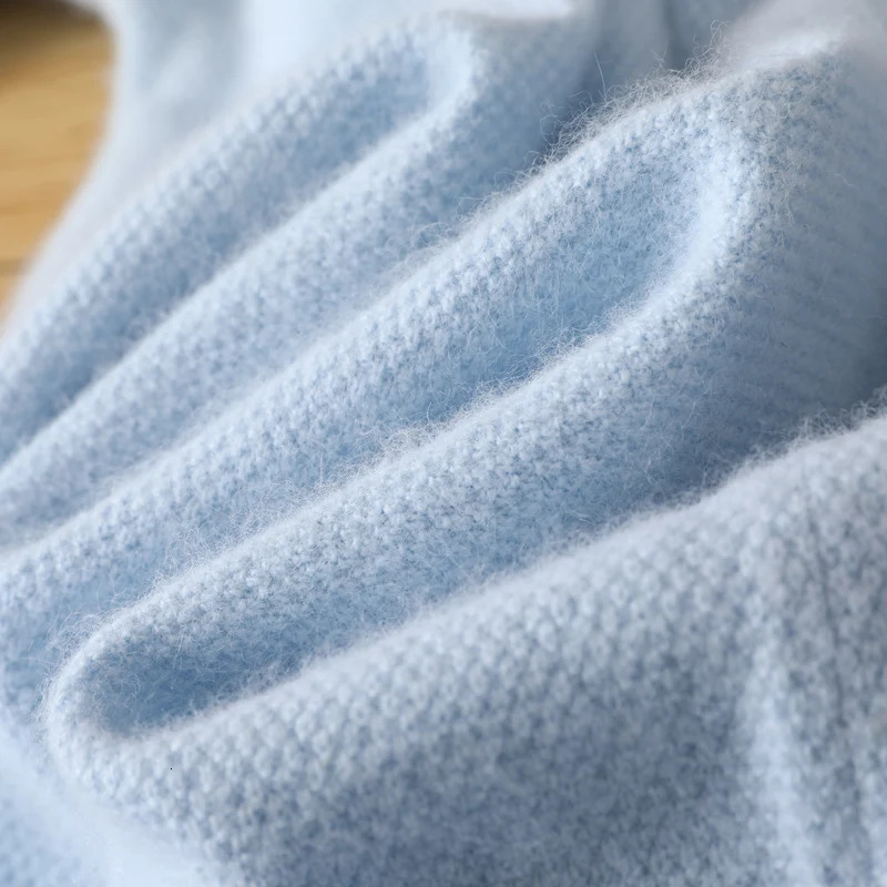 Mens Clothing Autumn and Winter Mink Cashmere Sweater Solid Color Rice Grain Knit Jumper Large Size Loose Casual Base Top 250806