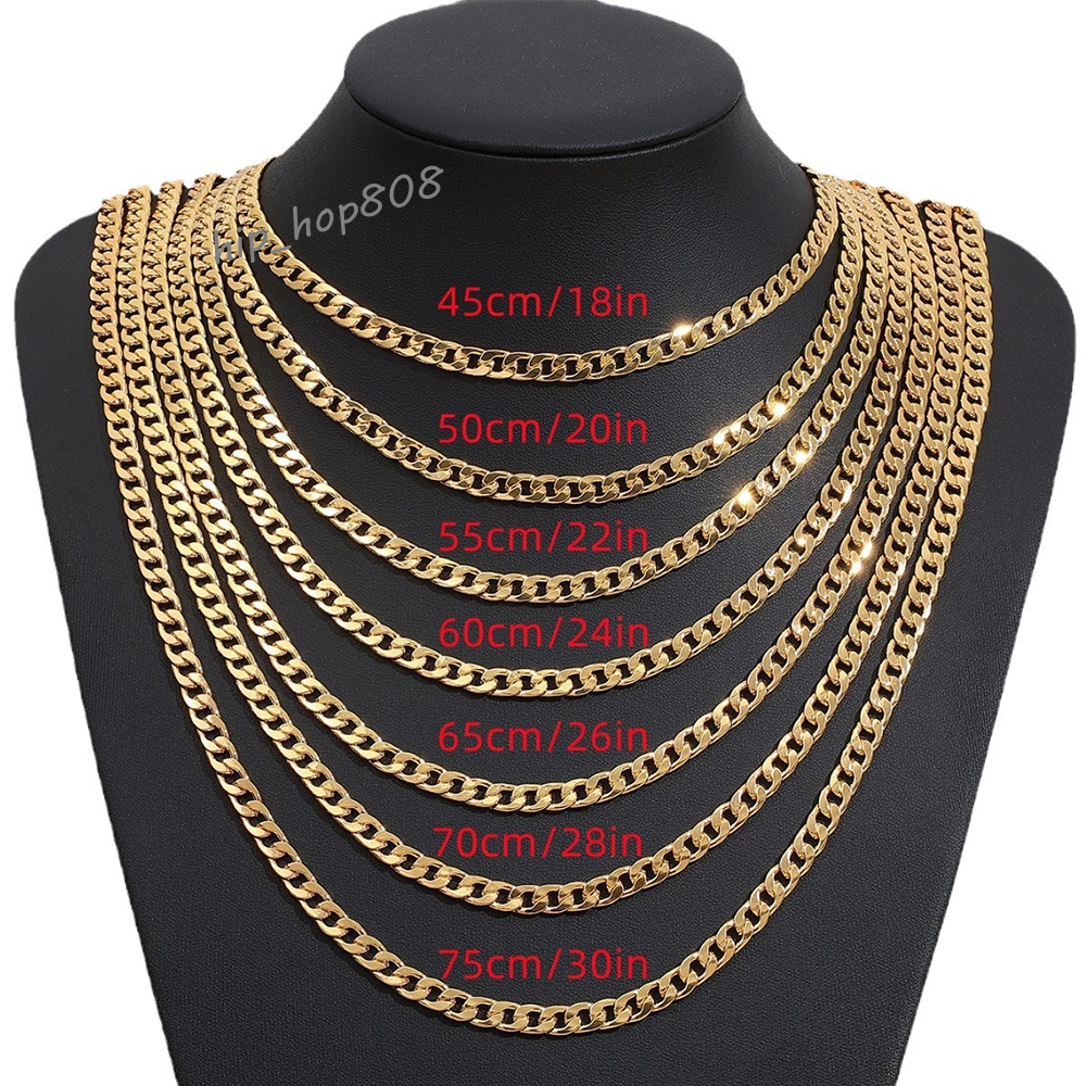 Stainless Steel 18K Gold Plated 5MM-9MM Wide Curb Cuban/Figaro/Snake Chain Link Necklace for Pendant Men Women Hip Hop Hiphop