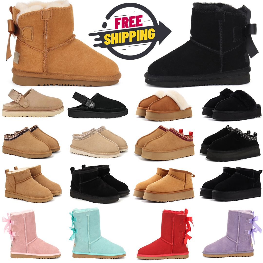 Free Shipping Womens Boot Kid Boot Toddler Boots Adult Tasman Slippers Baby Australia Child Snow Boot Children Boys Girls Winter Boot Ultra Mini Boot with Bowtie
