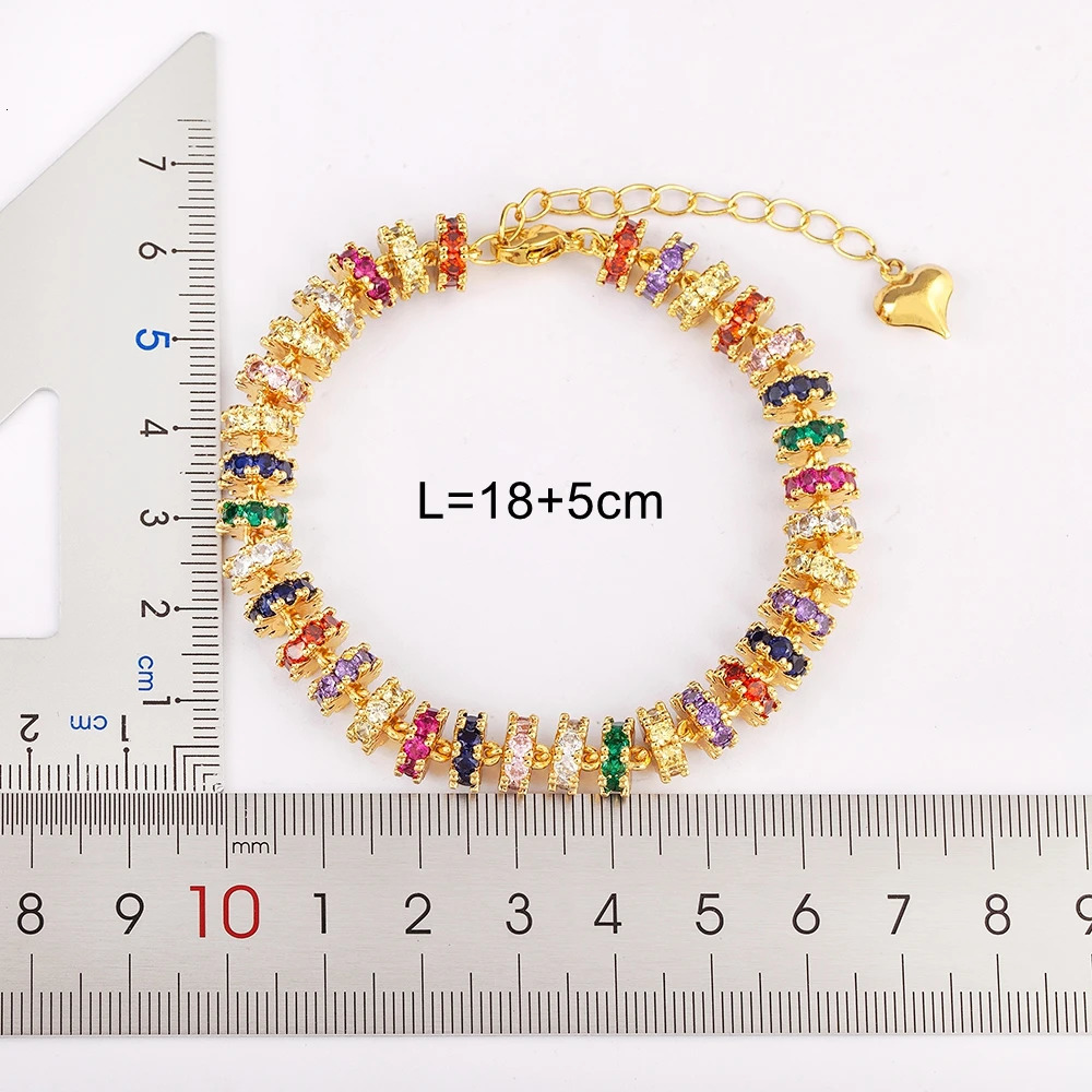 Nidin Fashion Gold Plated Chain Bead Bracelet for Women Colorful Crystal Zircon Heart Shape Charm Wedding Party Jewelry Gifts 250807
