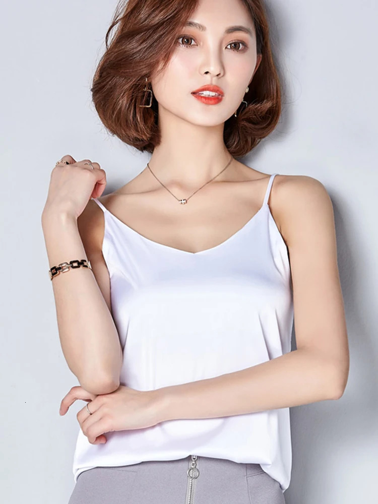 2025 Summer Sexy Satin Silk Tank Tops Female Strap Basic Spaghetti Top Sleeveless Camisole Camis Vest Green Red 250804