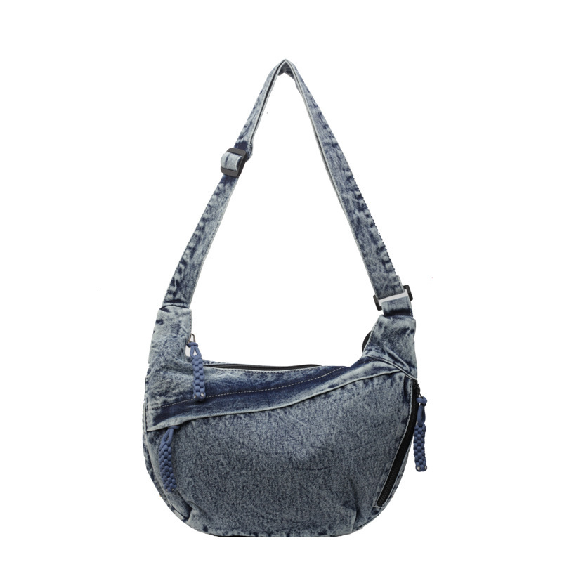 Denim New Fashion Versatile Single Shoulder Crossbody Commuter Large Capacity Dumpling Bag for Women