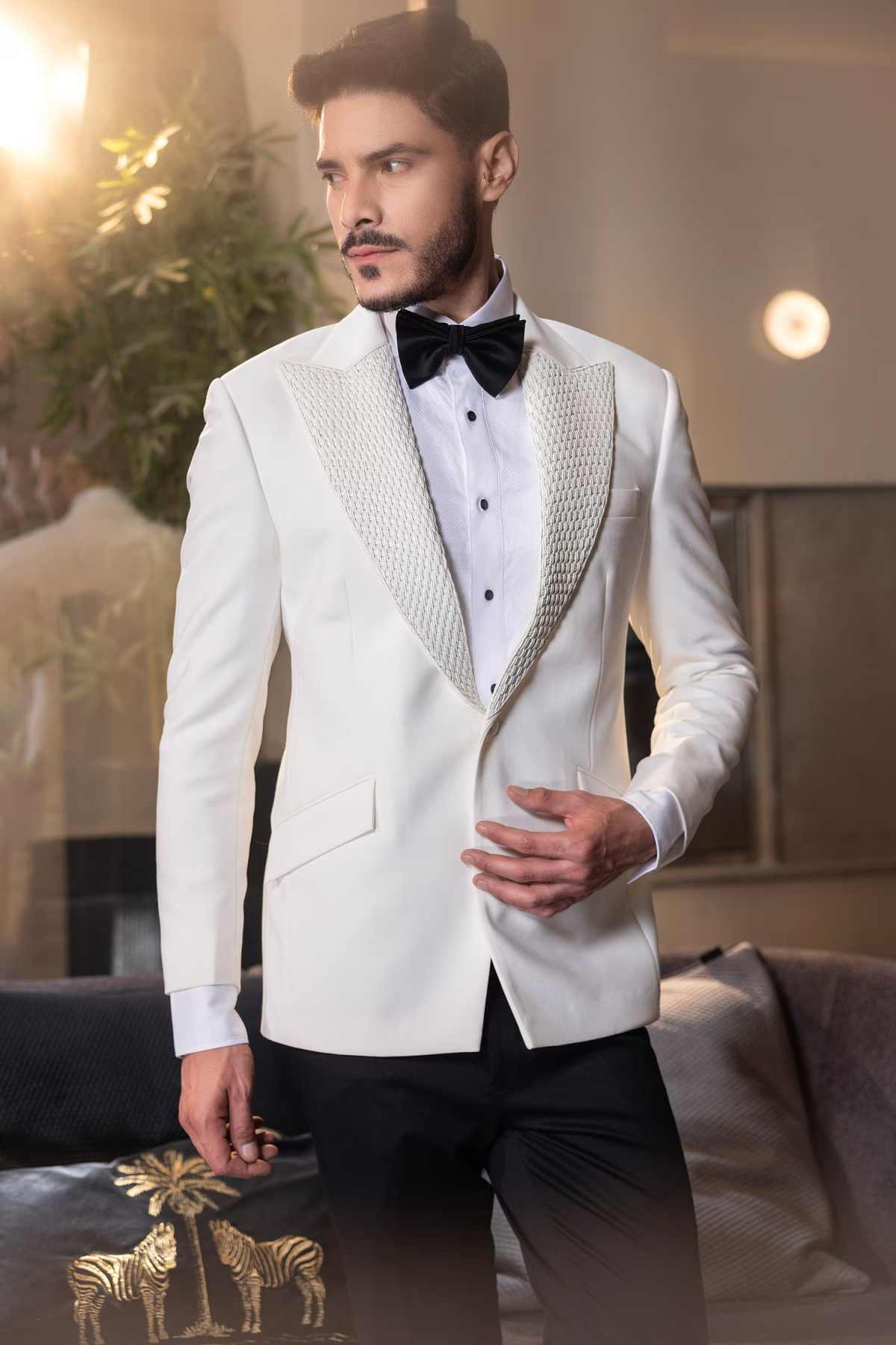 Simple Wedding Men's Suits Single Breasted 2-Piece Blazer Pants Plus Size Groom Tuxedo Customized