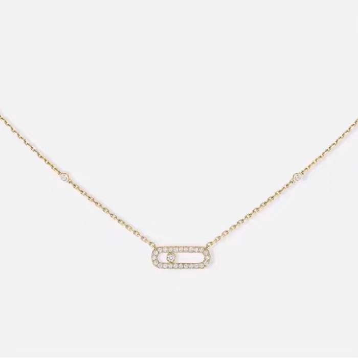 Top quality Sliver Necklace Elegant V-Gold Full Diamond Sliding Necklace for Women Includes Gift Box Me