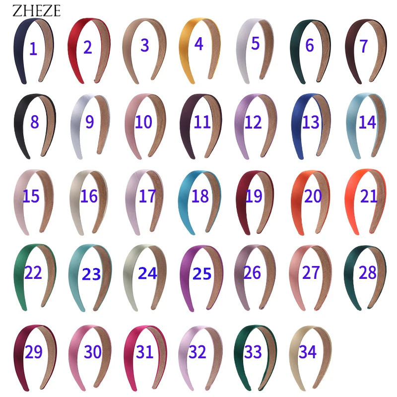 Wholesales 10Pcs/Lot Black Color Satin Hairband For Girls 1.5cm/2cm/3cm/4cm Width Ribbon Headband s DIY Hair Accessories 250805