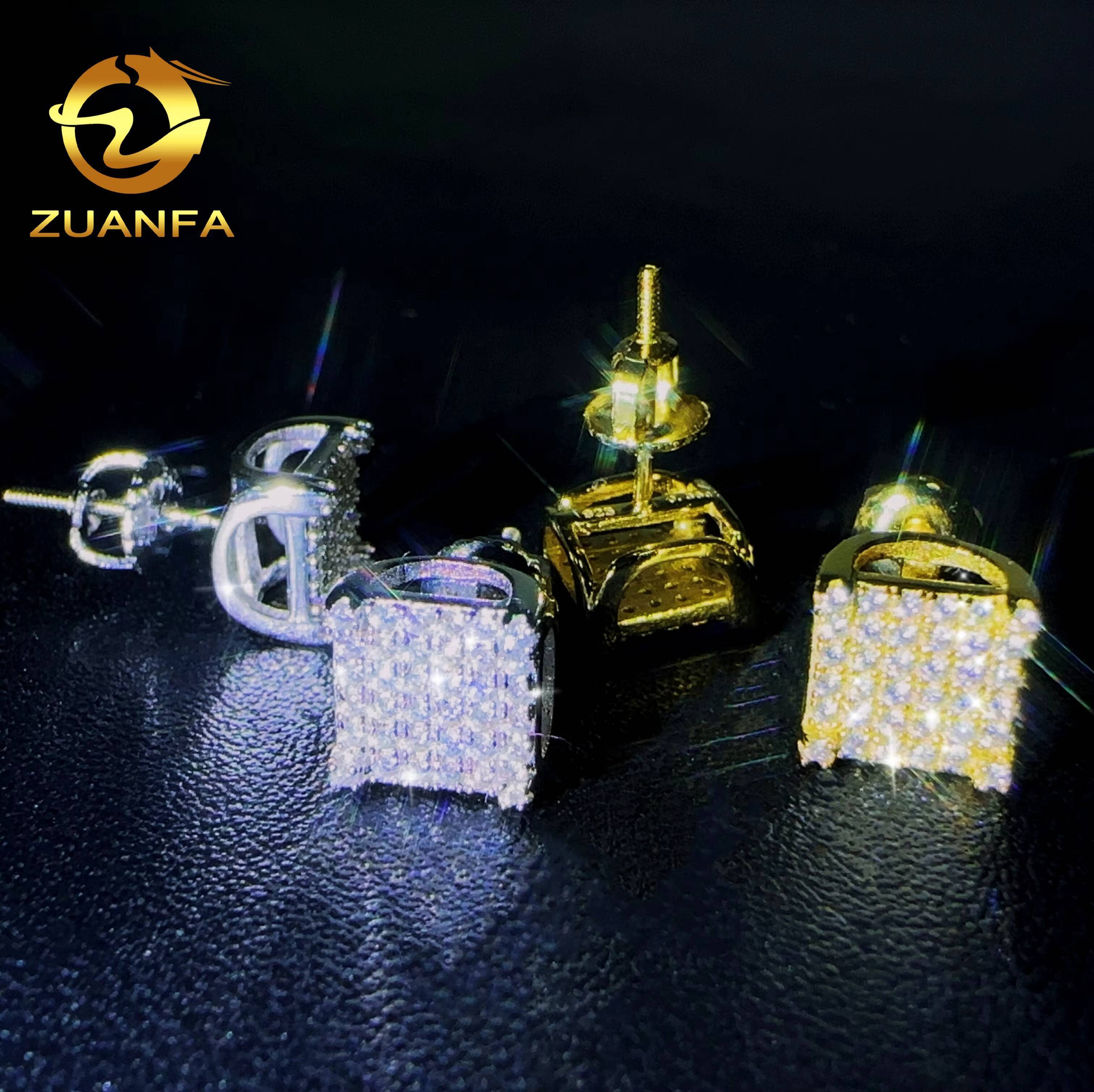 Sterling Silver 925 Hip Hop Earrings Vvs Moissanite Diamond Iced Out Jewelry Stud Earring