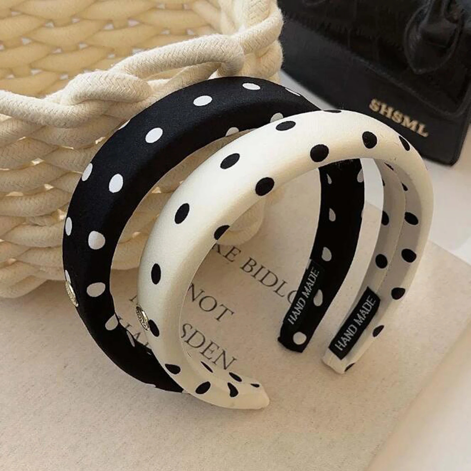 PROLY Fashion Headband For Women Casual Black White Point Hairband Soft Spongy Headwear Autumn Hair Accessories For Adult 250805