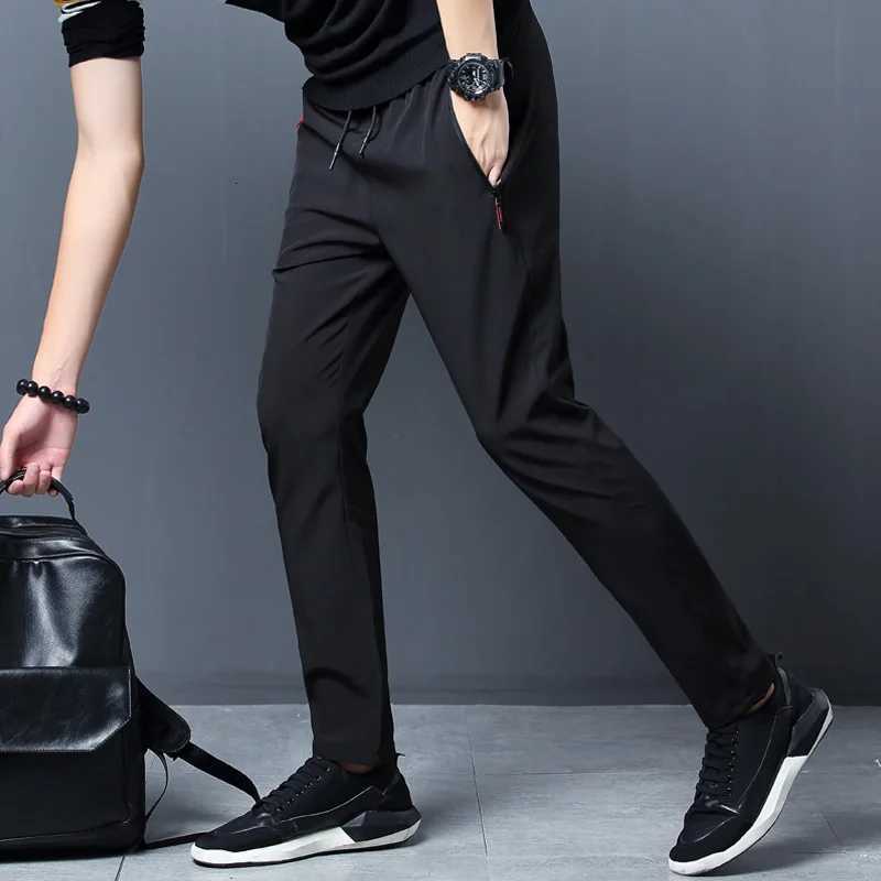 Mens Casual Pants Business Stretch Slim Fit Elastic Waist Jogger Korean Classic Blue Black Gray Male Brand Trousers W250812