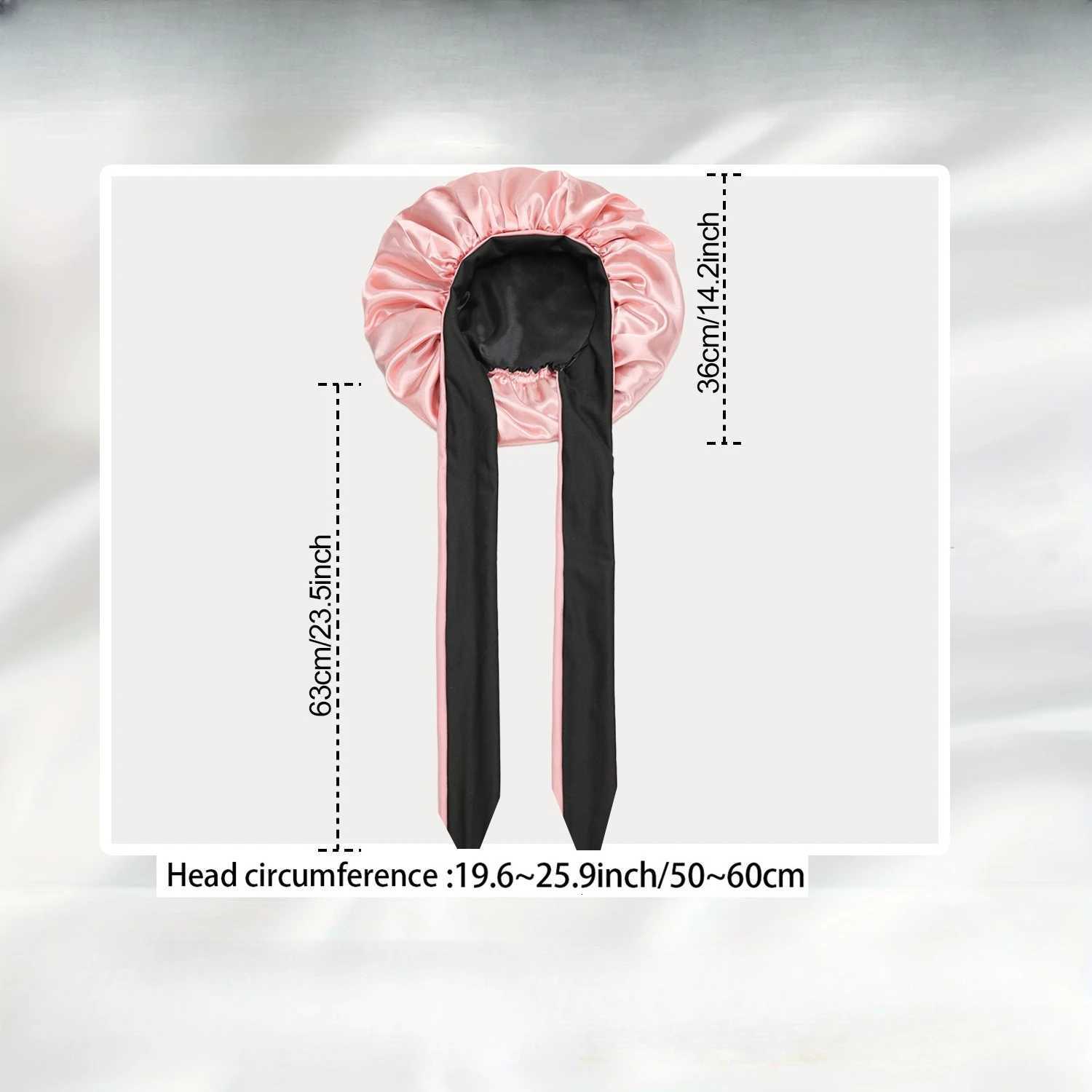 Women Double-layer Satin Sleep Cap Elastic Tie Band Night Shower Cap Adjustable Hair Head Cover Bonnet XJ250812