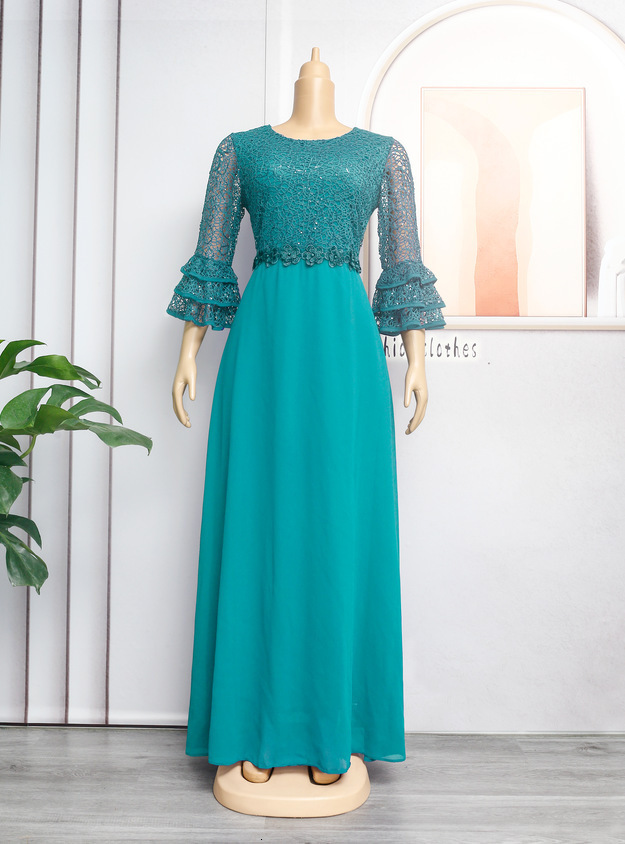 Womens Plus Size New Lace Heavy Chiffon Dress 240703