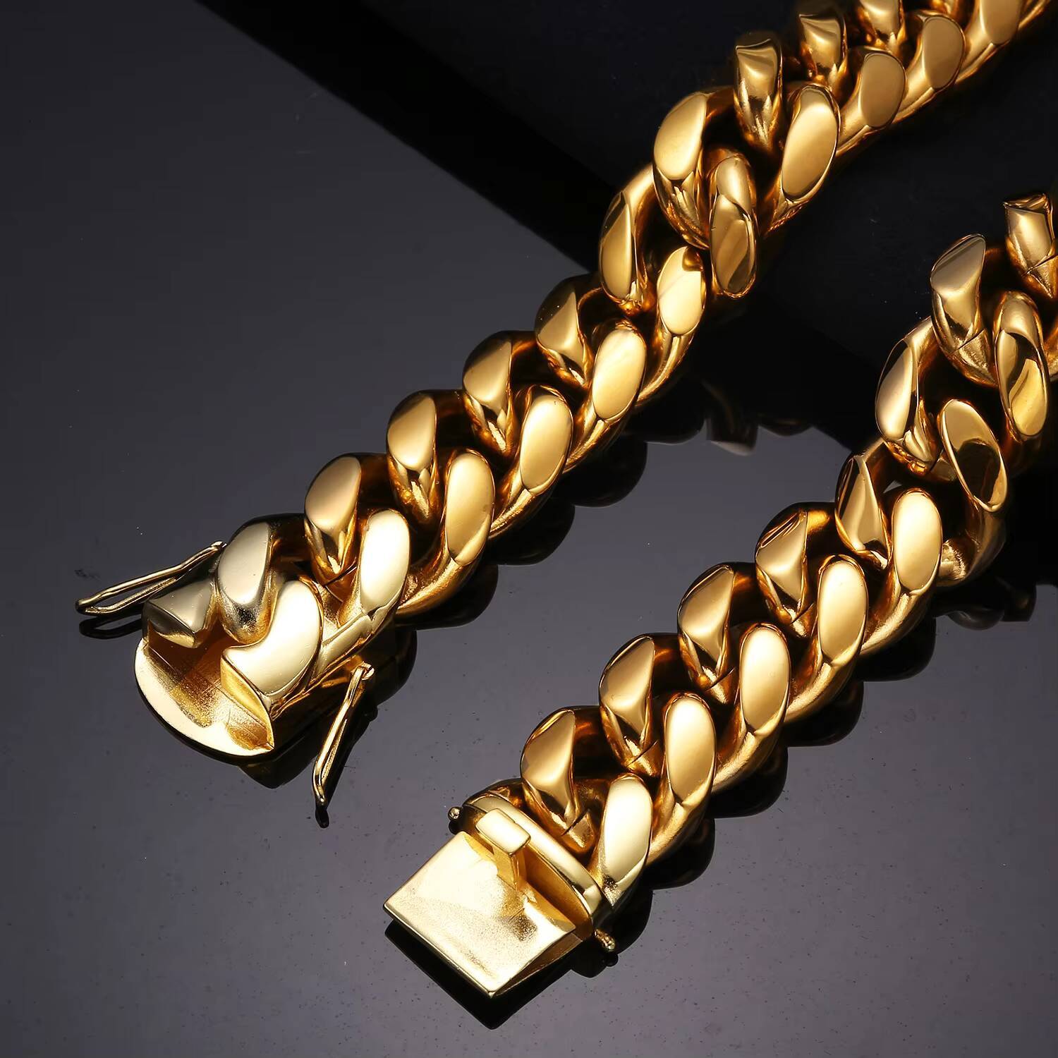 DUYIZHAO Hip Hop Style High Quality 6-22mm Chains Stainless Steel 18K Gold Plated Miami Cuban Chain for Men