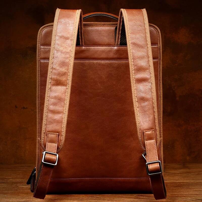 Leather shoulder men's business leisure first computer bag leather travel backpack high-quality