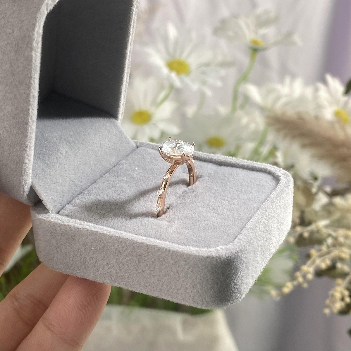 MT Engagement Wedding Oval Cut Moissanite Ring for Women Fashion 925 Sterling Silver Fine Jewelry Christmas Valentines Gift with GRA