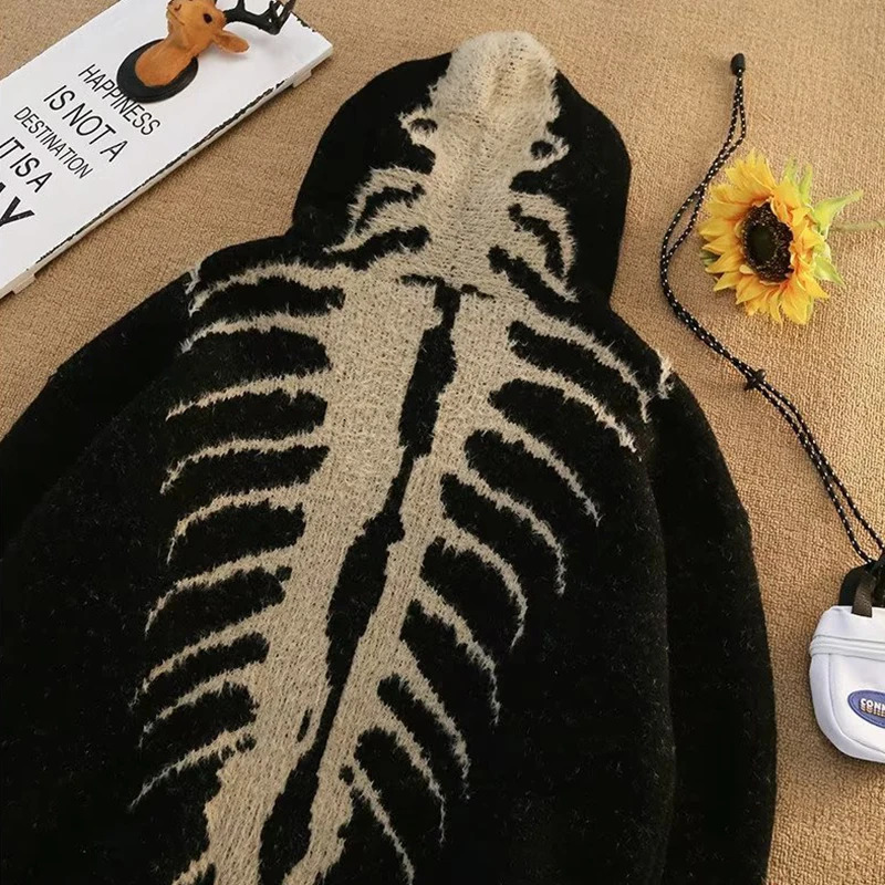 Men Casual Streetwear Knitted Sweater Retro Painting Anime Hip Hop Knitted Graphic Vintage Pullover Mens winter sweater 250805