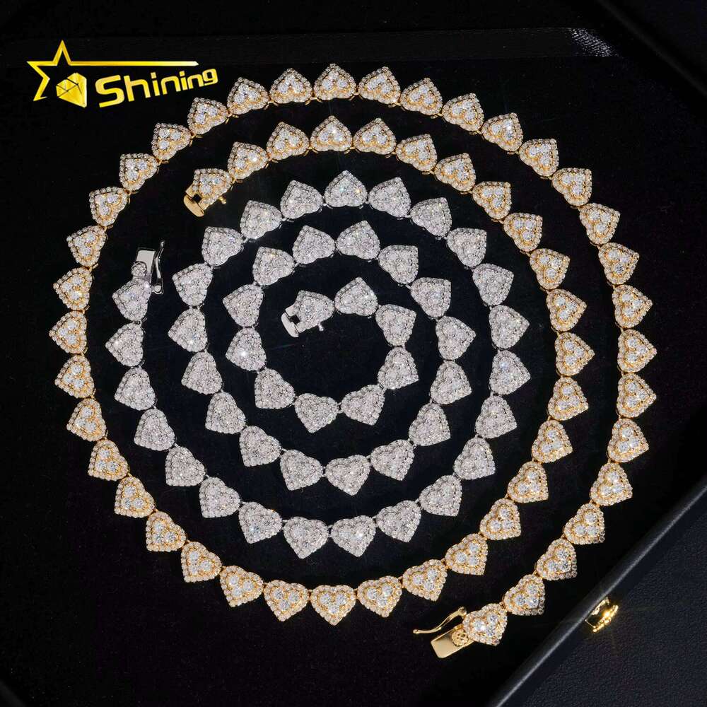 Custom Chains Hip Hop Jewelry Sier Heart Shape Moissanite Cuban Link Chain Pass Dia Tester Iced Out Necklace Men