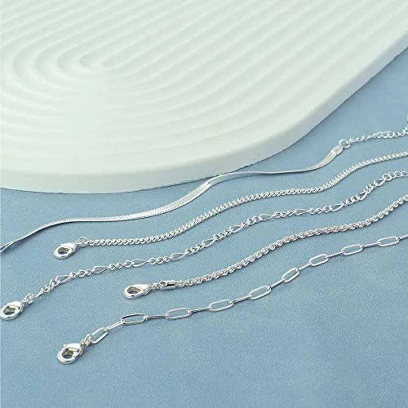 Ankle Bracelet for Women 14K Gold Plated Sterling Silver Anklet Bracelets Waterproof Cuban Link Chain Anklets Set Summer Jewelry 250812