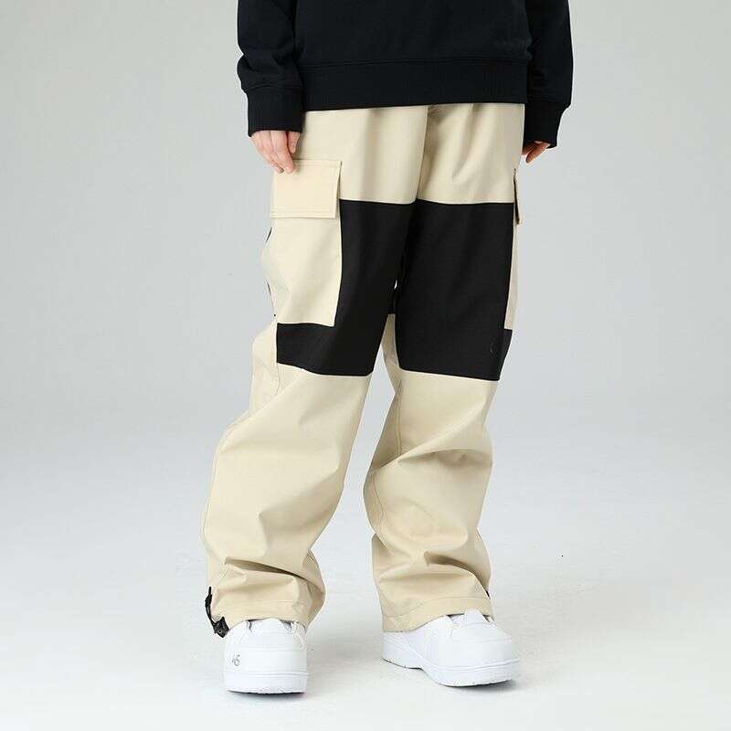 Clothing Loose Workwear Color Matching Pants For Women, Windproof Waterproof, And Men's Ski Suits