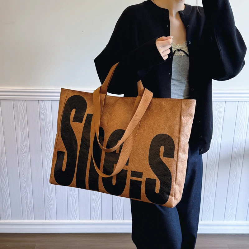 Oversize Shopping Bag For Women Autumn Winter Travel Bag Korean Style Casual Shoulder Bag Two Side Letter Handbag 250811