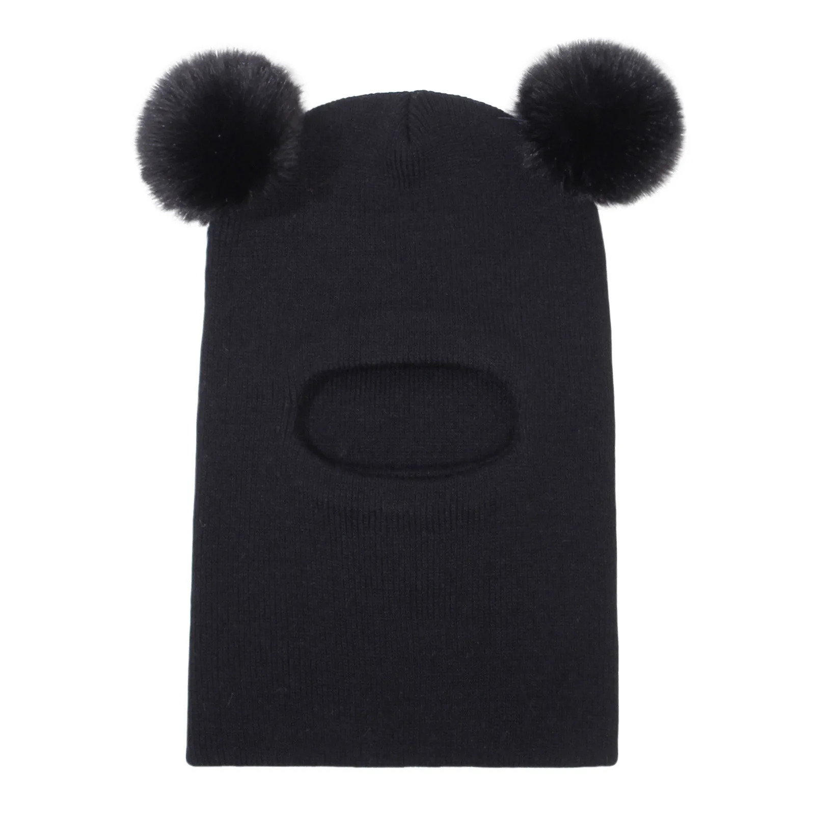 Autumn Winter Balaclava Hats For ren Double Balls Ear Protection One-piece Hat Scarf Cute Pompom Ball Boys Girls Wool Cap 250808