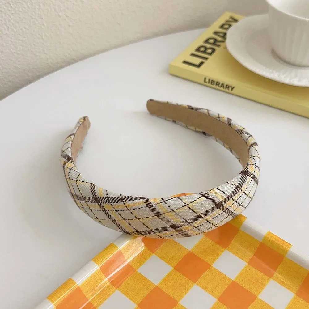 Sweet w Plaid Sponge Padded Bands for Wen Wide Side Band Hair Hoop Fashion Simple Solid Color Hair Accessories X250812