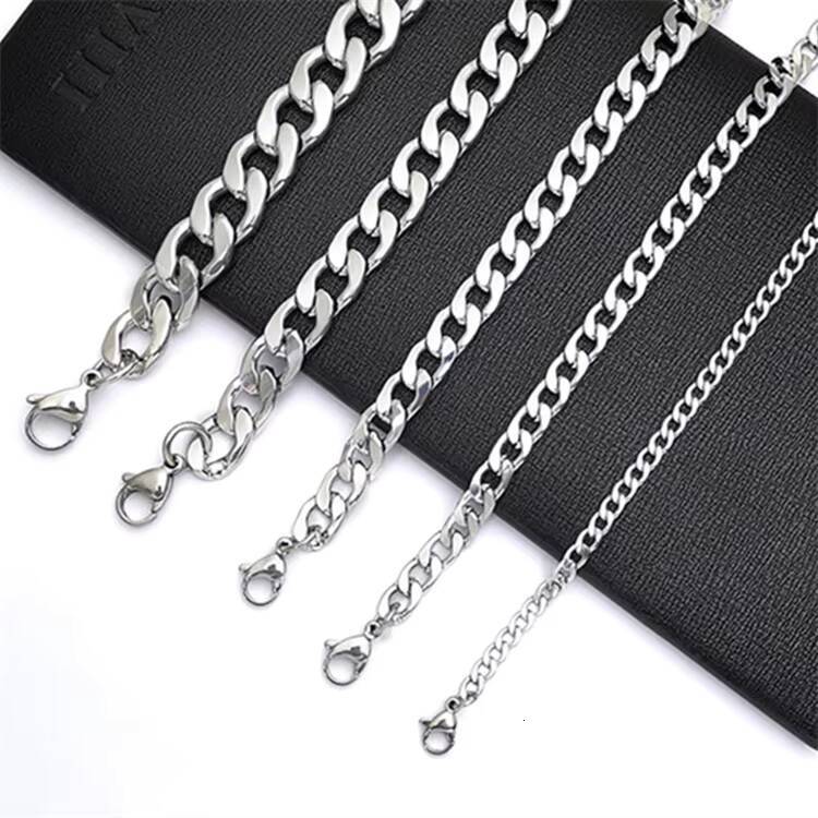 Wholesale Fashion Hip Hop Rapper Stainless Steel Curb Cuban Link Chain Women Men Alxeyb