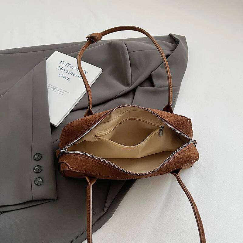 LEFTSIDE Women's Small Faux Suede Armpit Shoulder 2025 Winter New Retro Underarm Bag Brand Designer Handbags Luxury Bagdesigner bag