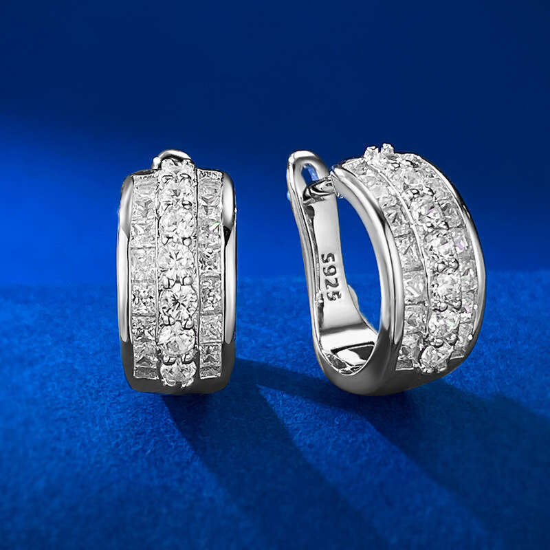 Mujing 2023 New Sier Elegant Earrings C-shaped Hoop Internet Celebrity Simple Minimalist Style Women's Jewelry