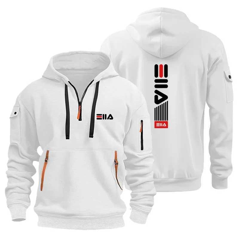 Mens outdoor long-sleeved hooded sweatshirt with zipper sporty casual and fitness pullover for autumn and winter 2025 Y250811