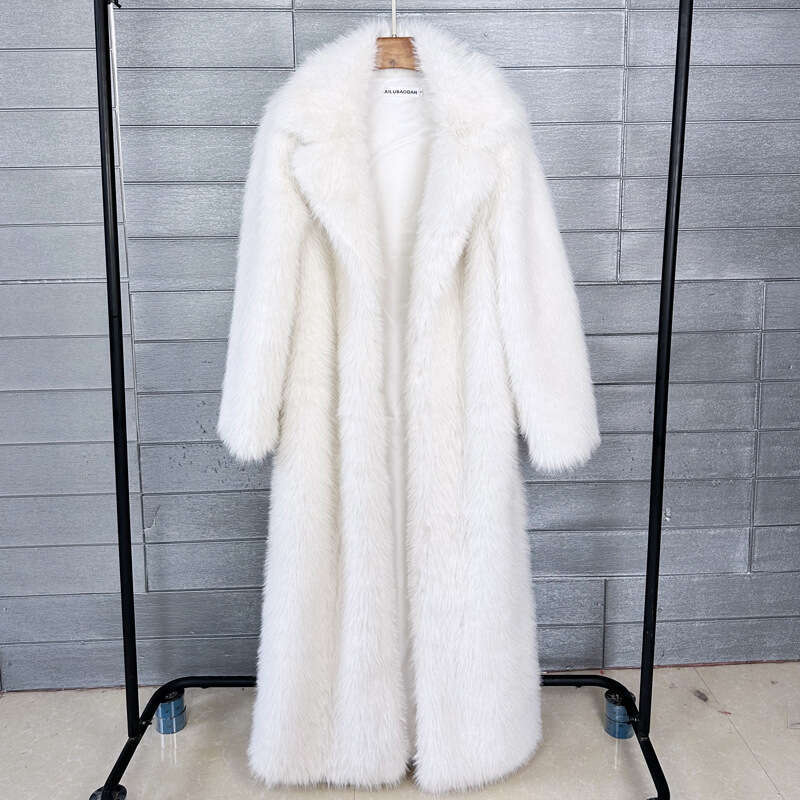 Imitation Toka fur coat, women's imitation fur, elongated suit collar, extra long winter women's coat jacket