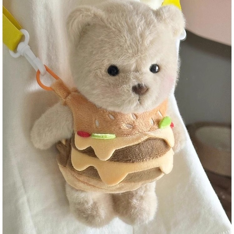 2025 Autumn New Women s Shoulder Bag Cartoon Plush Burger women bag s Potato Chip Bear Plush Bag Plush Shoulder Bag Women s Crossbody Bag Autumn New D
