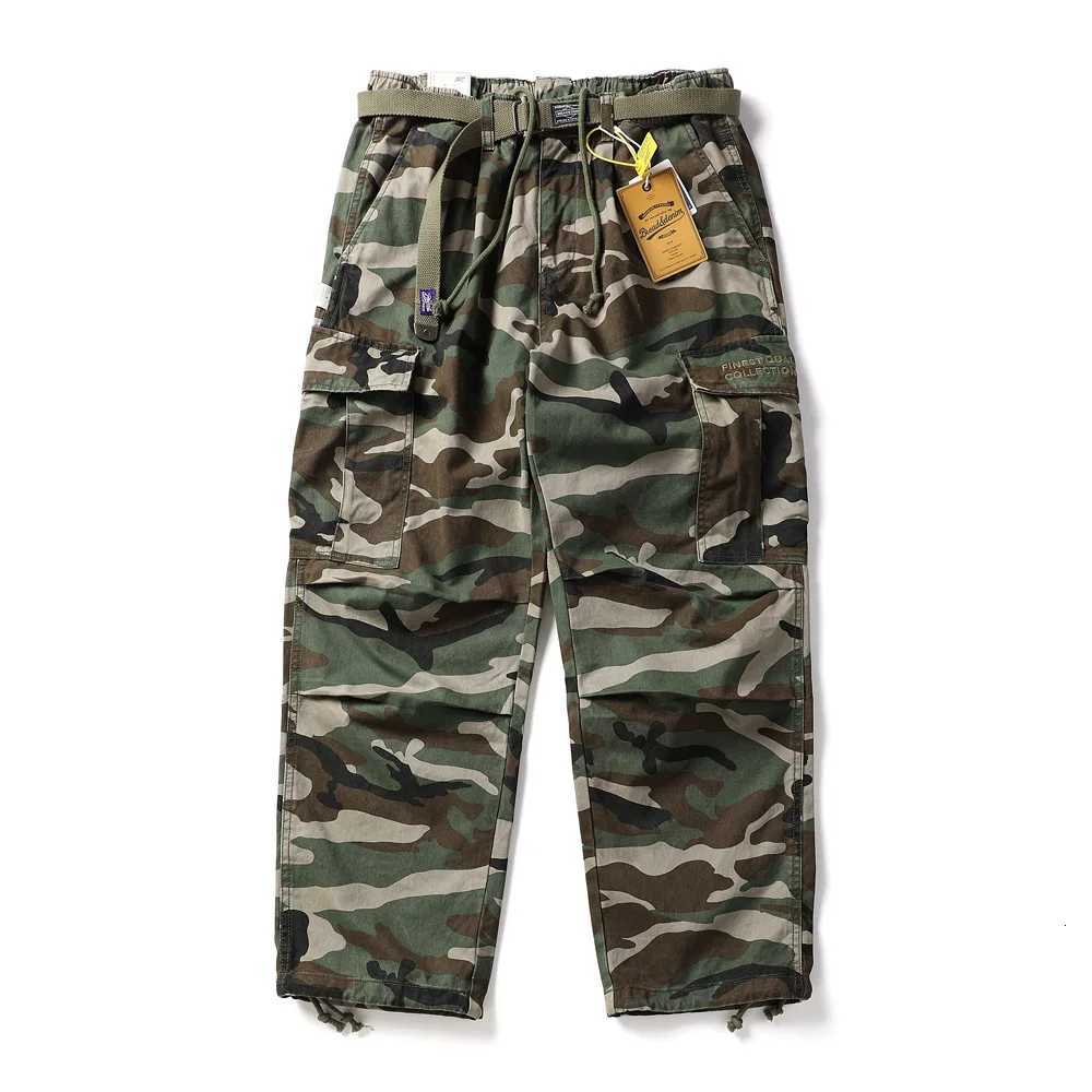 Men Top Quality Pure Cotton Camouflage Loose Casual Japanese Streetwear Fashion Wide Leg Track Cargo Pants Cityboy Baggy Trousers X250812