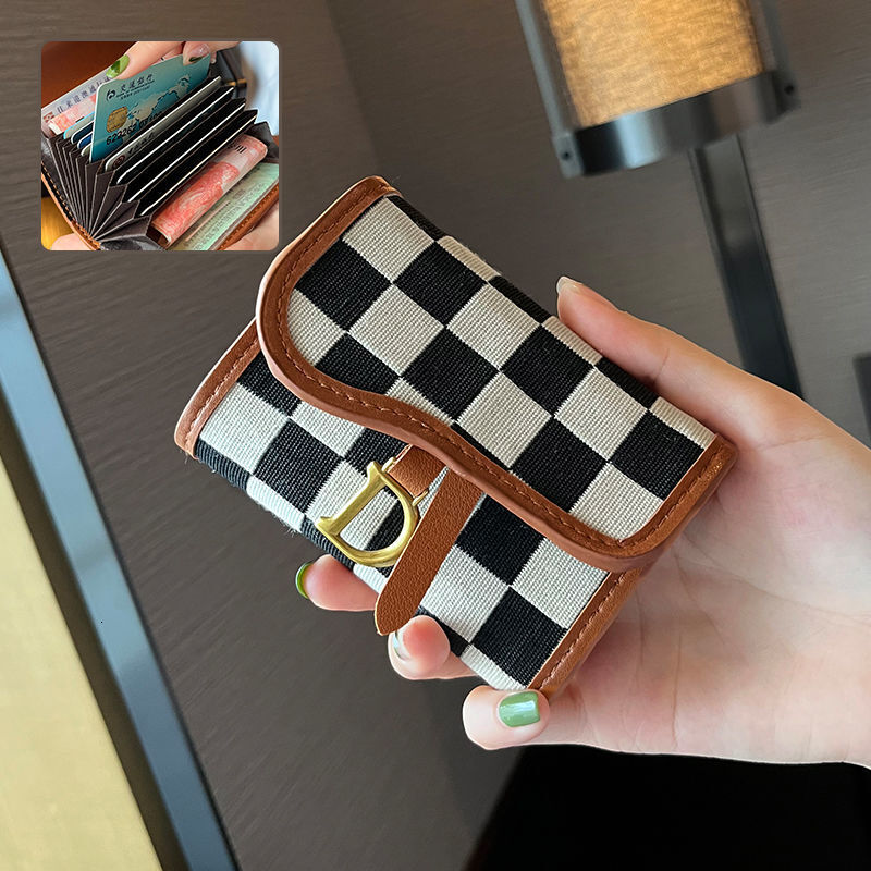 Designer Bag Tote Bag Factory Wholesale 2025 New Plaid Exquisite High-end Card Holder Women's Compact Multi-card Luxury Bag Slot Bank Card