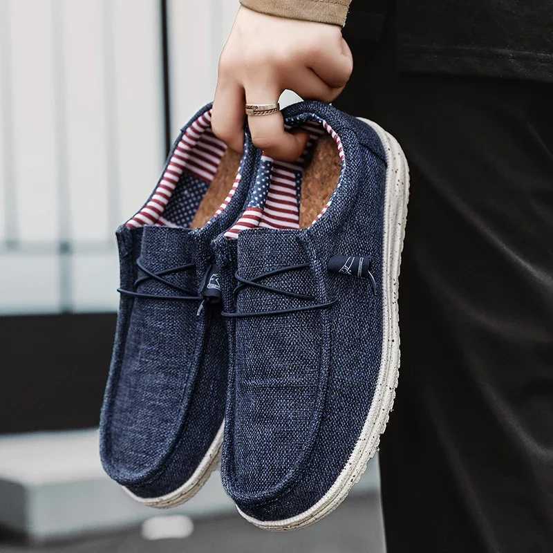 Men Casual Shoes Slip on Canvas Loafers Comfortable Walking Flats for Men Non Slip Soft Sneakers Summer Loafers Z250812