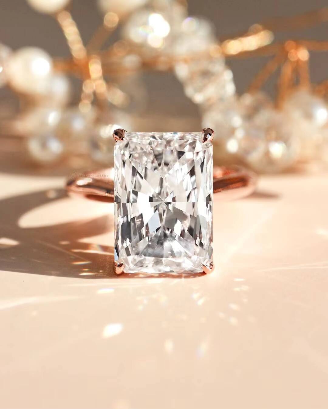 Customized 14K 18K Gold Ring 2 CT Radiant Cut Lab Grown Diamond Jewelry Rings Engagement Wedding Solitaire Diamond Ring