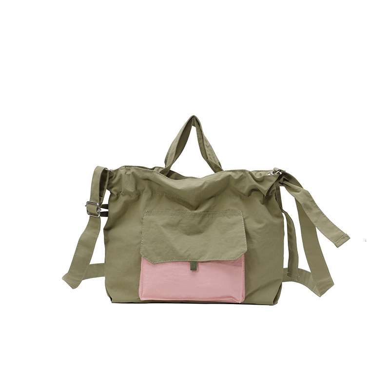 New Korean Artistic Simple Nylon Drawstring Closure Handheld Underarm Single Shoulder Crossbody Canvas Bag