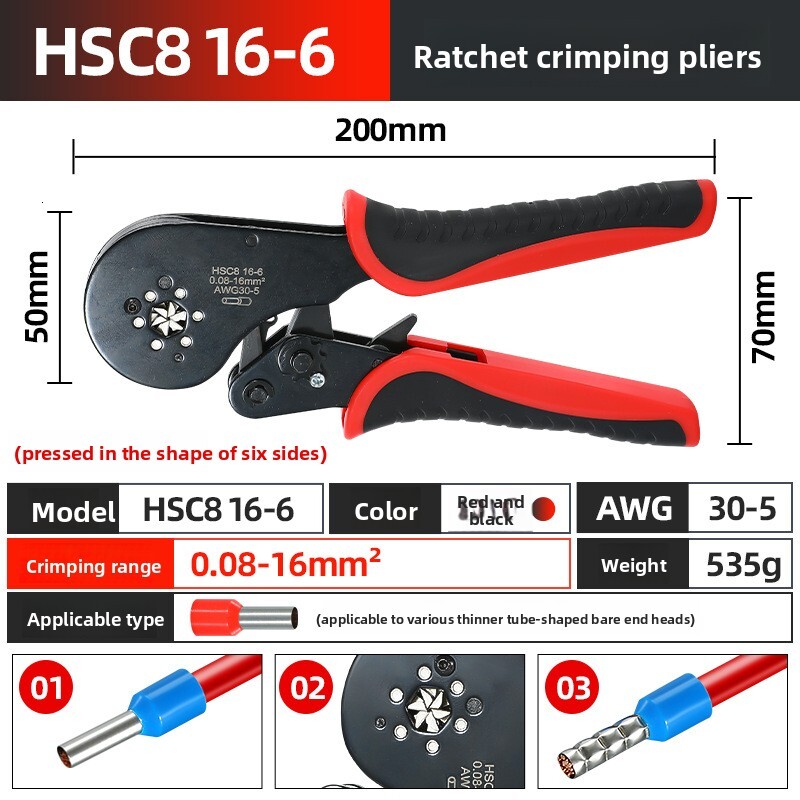 Tube 16-4/16-6 Needle European Terminal Cold Crimping Pliers