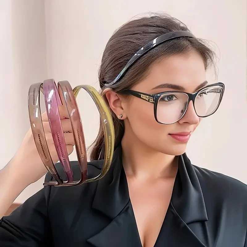 New Trendy Sunes Frame Shape Acrylic Hairbands For Women Toothed Band Anti-Slip Hair Hoop Fashion Hair Accessories X250812